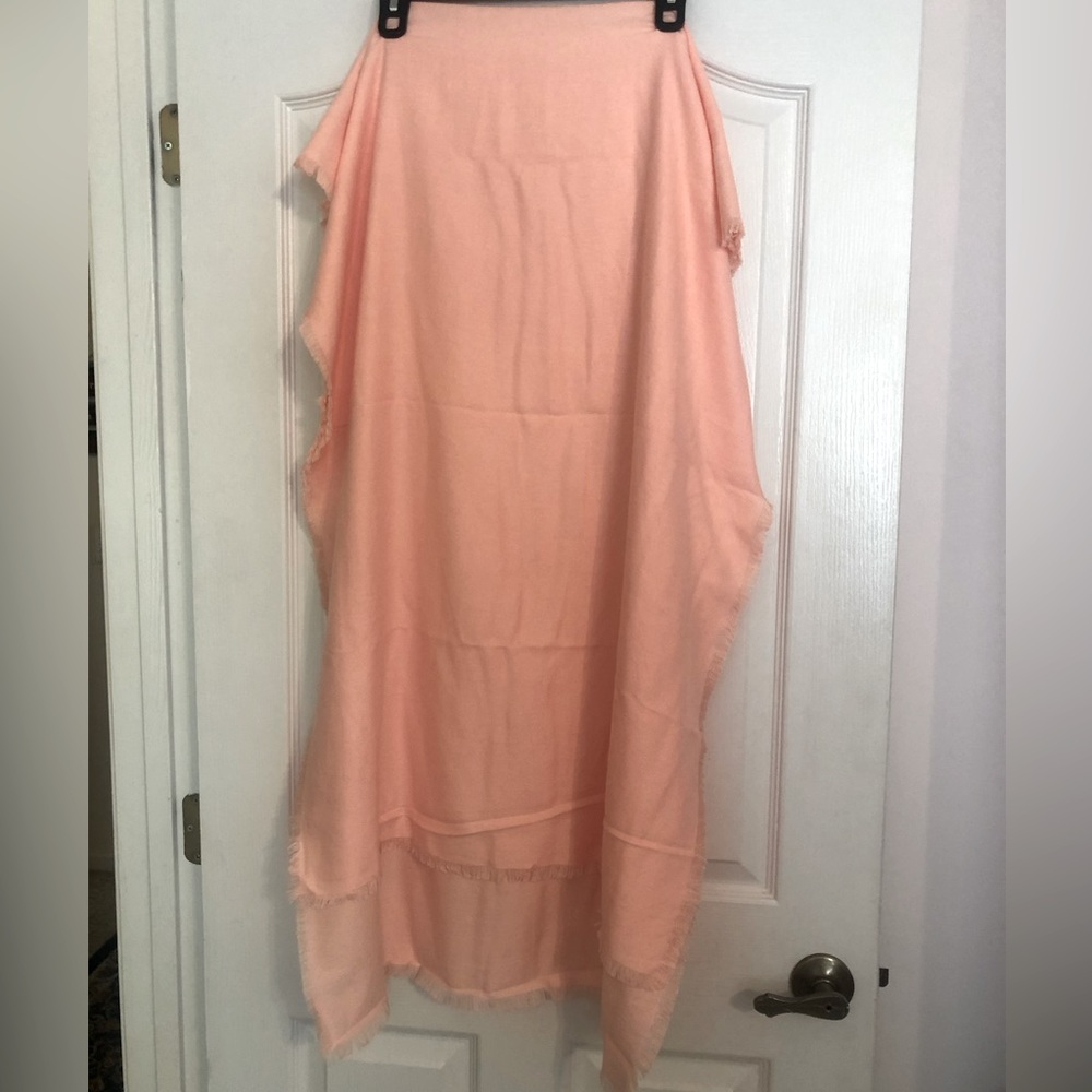 77 x 28 peach scarf with fringed edges